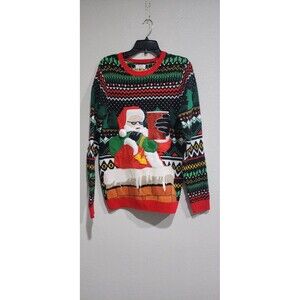 Ugly Christmas Sweater Unisex Size S Santa Claus Beer Red Solo Cup Chimney